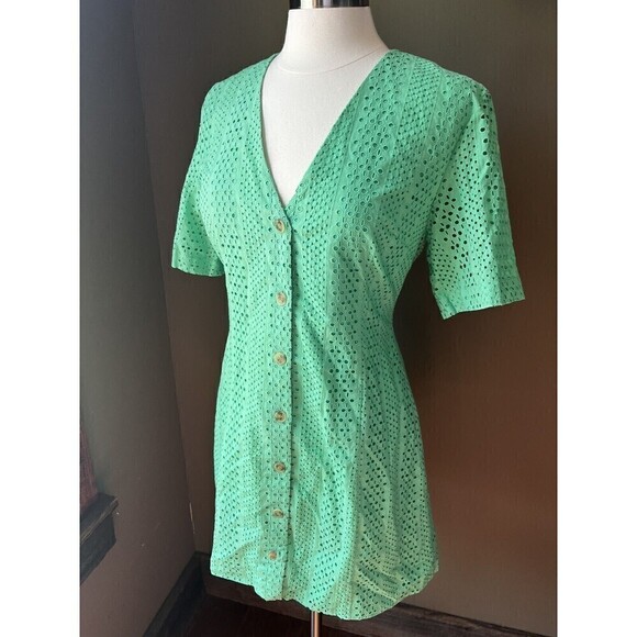 Stockholm Atelier Other Story’s NWT Green Button Down Tie Back Summer Dress Sz 6 - Picture 1 of 8